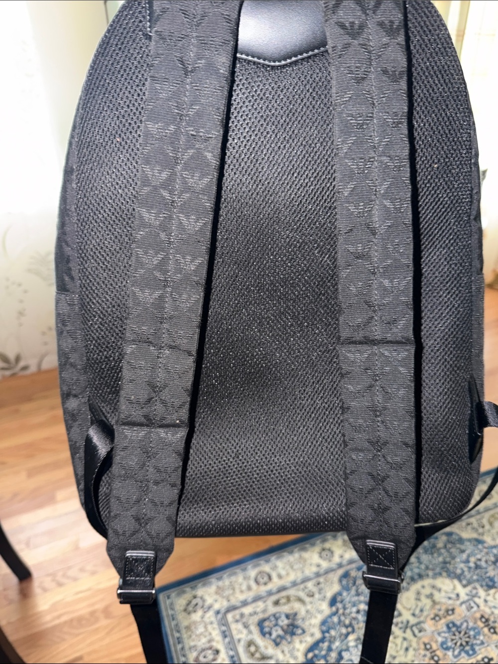NWOT Men’s Emporio Armani Black Jacquard Logo Backpack - Picture 7 of 7